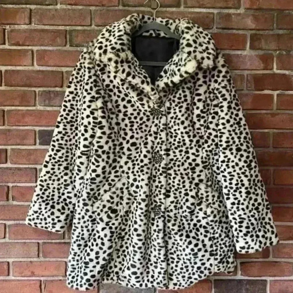 Leopard print snap closure fox for reversible coat - Picture 1 of 4